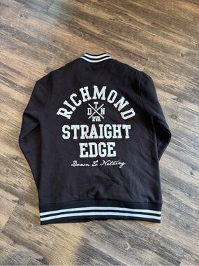 Straight Edge Down To Nothing Varsity Button Black Jacket Hardcore Size M